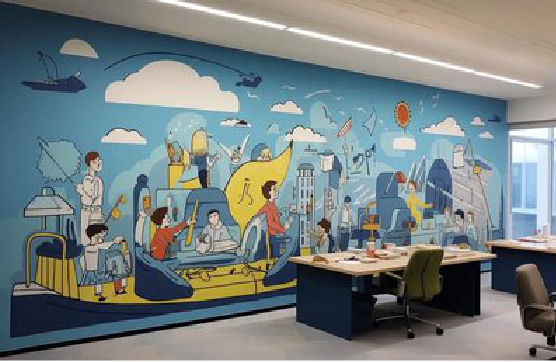 大姚办公室墙绘的特点。