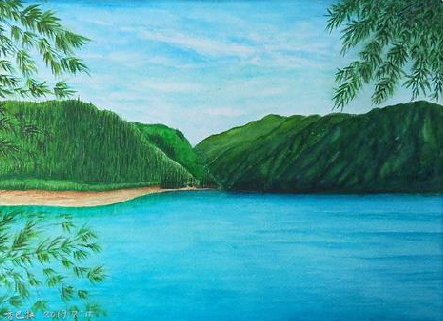 大姚在墙绘中,如何绘画绿水青山?